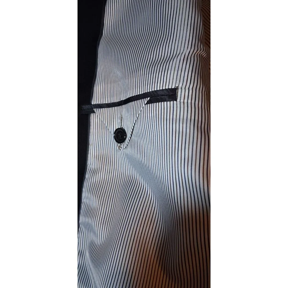 Croft & Barrow Mens Black Two-Button Sport Coat Suit Jacket 46R Formal Business